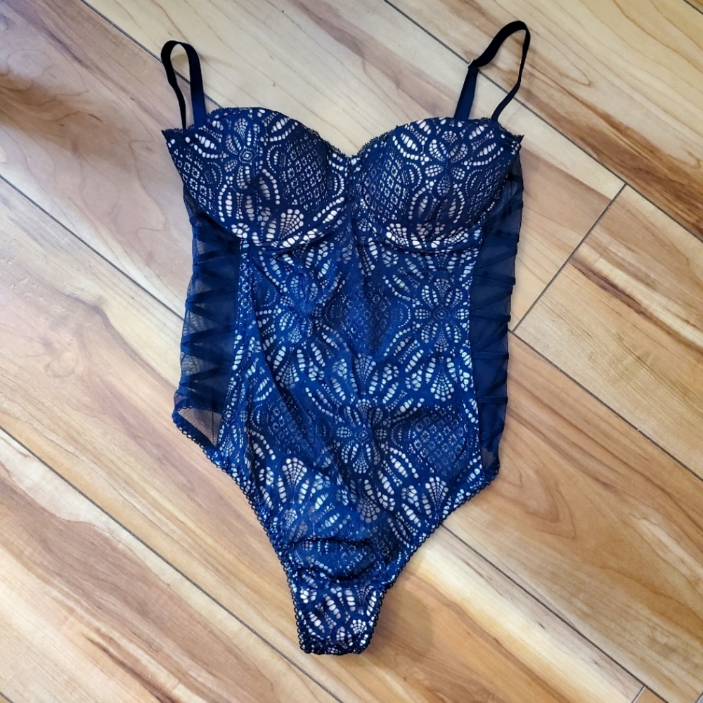 Victoria's Secret Navy Lace Bodysuit